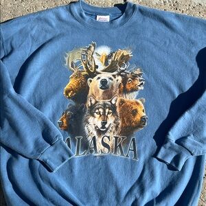 Vintage Hanes Blue Alaska Wildlife Crewneck Sweater